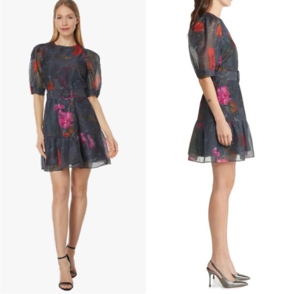 Ted Baker Tatya Puff Sleeve Mini Dress Ted Size 3 / US 8 - Picture 4 of 11